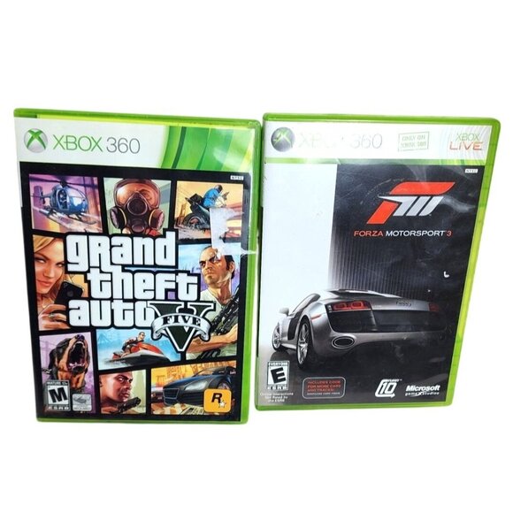 Xbox 360 Microsoft Video Game Bundle Grand Theft Auto 5 & Forza Motorsport 3